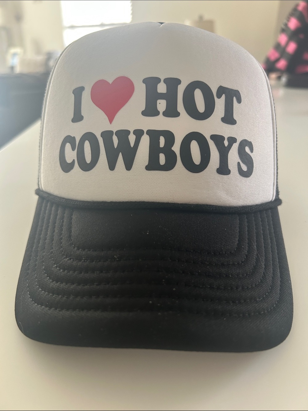 I ♥ Hot Cowboys Trucker Hat - Black & White